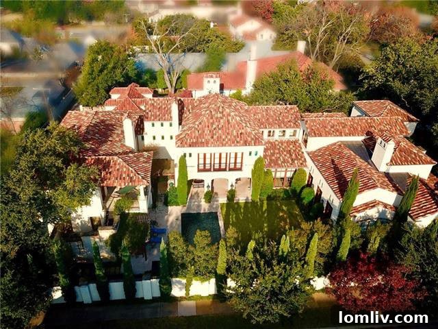 Storied Mediterranean Splendor 13 Aerial view of the stunning Mediterranean estate in Highland Park