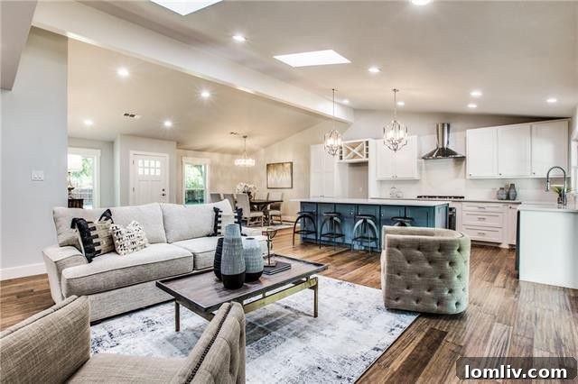 Modern farmhouse kitchen with marble countertops and new appliances.