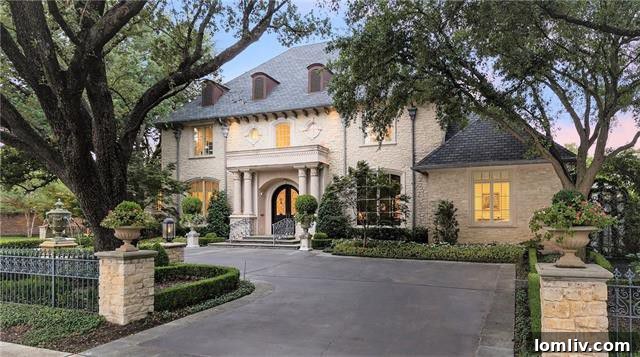 Opulent French Stone Manor Heads to No-Reserve Auction 2 6507 Lakehurst Drive - Grand Entrance to a Preston Hollow Estate