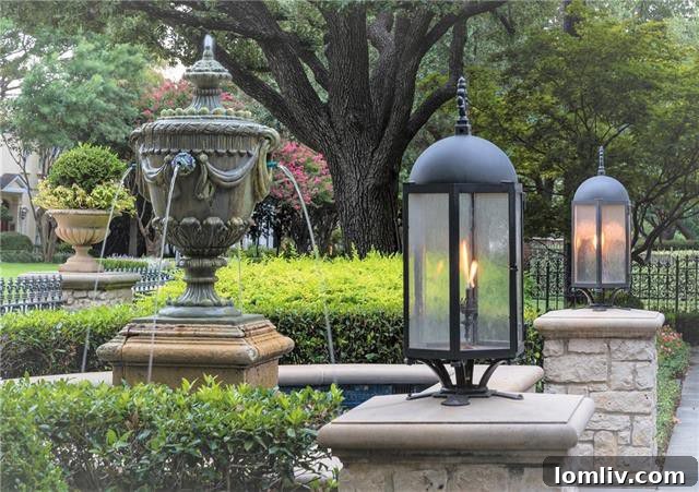 Opulent French Stone Manor Heads to No-Reserve Auction 4 Prestigious Lakehurst Drive Home - Entrance and Landscaping