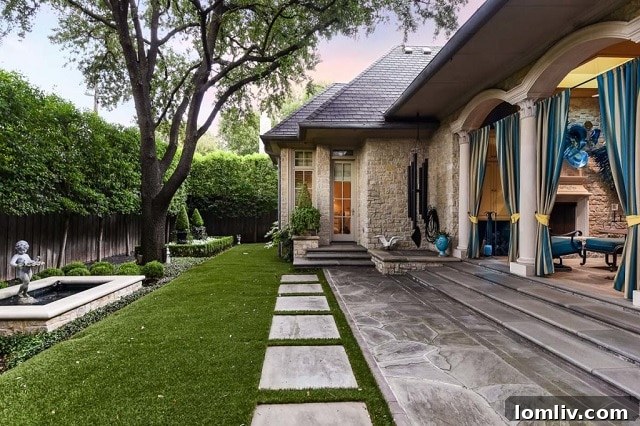 Opulent French Stone Manor Heads to No-Reserve Auction 10 Preston Hollow Outdoor Kitchen - Entertainer's Dream
