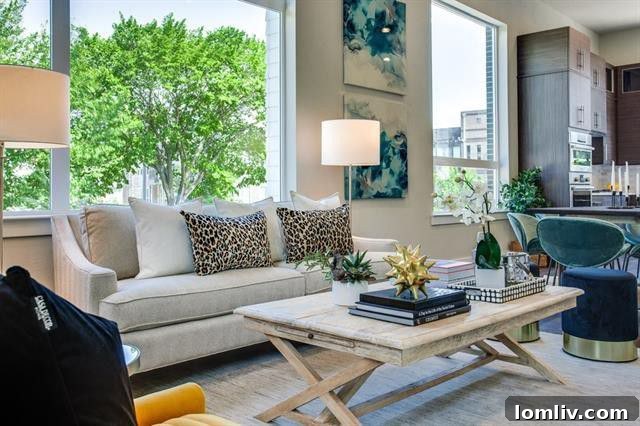 Inviting living area with ample natural light in a North Oak Cliff townhome