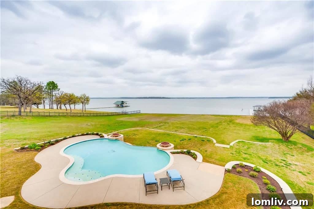 Infinity pool and private boat dock overlooking Eagle Mountain Lake