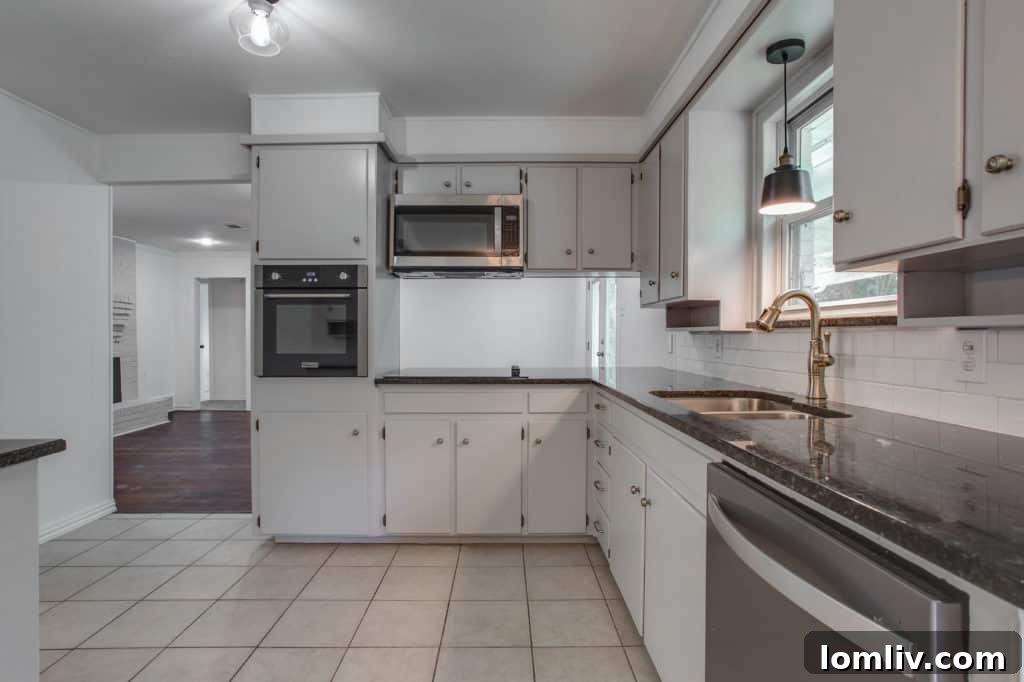 A modern, renovated kitchen inside 6813 Treehaven Road, characteristic of homes in Ridglea Hills West.