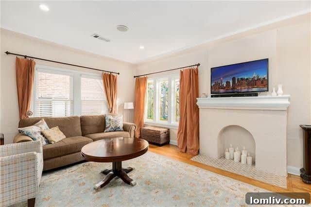 Classic Tudor home interior with stained glass and arched doorways