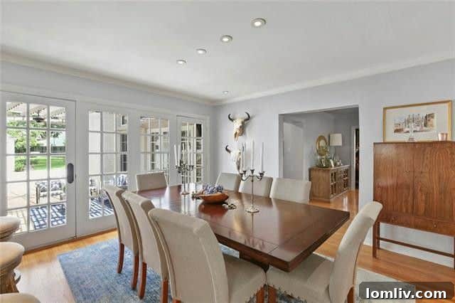 Detail of the modern kitchen with elegant white cabinetry and comfortable island seating in a Dallas home