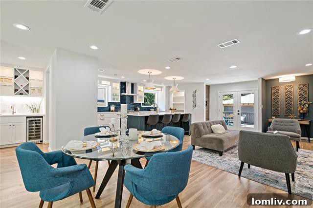 Open Concept Living and Dining Area with Contemporary Furniture