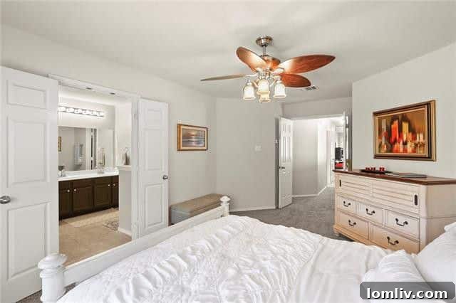 Spacious Master Bedroom with Carpeted Walk-in Closet