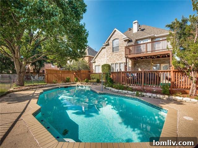 Outdoor deck and swimming pool overlooking a picturesque canal