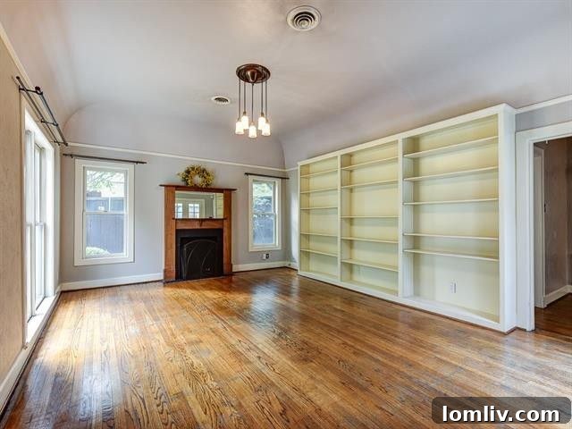 Formal Living Area Before Fireplace Renovation and Bookcase Removal