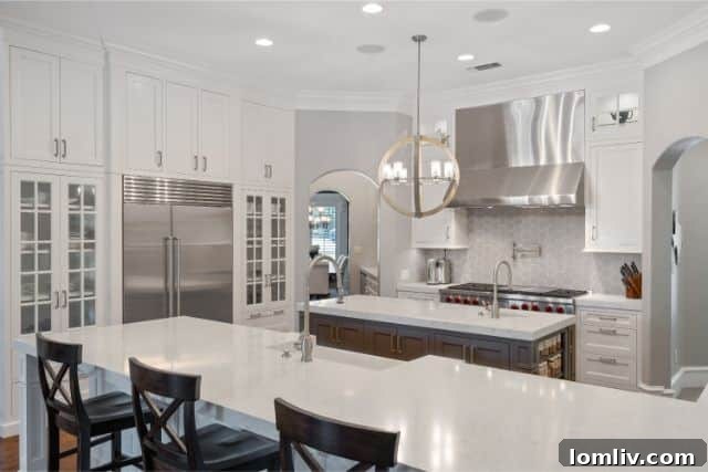 Luxurious White Gourmet Kitchen with Professional Appliances