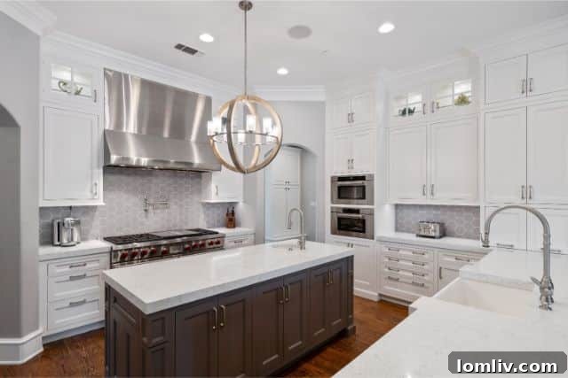 Spacious Kitchen Island with Seating and Modern Fixtures