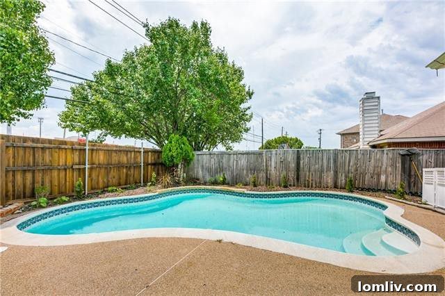 Stunning backyard with a newly replastered swimming pool at Oak Highland Drive