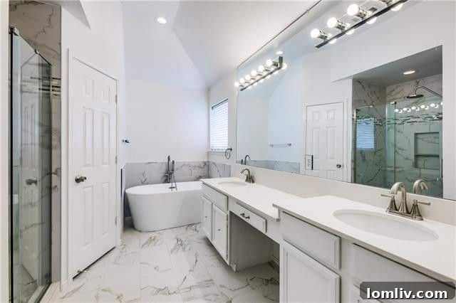 Luxurious quartz master bathroom, a highlight of the Oak Highland Drive remodel