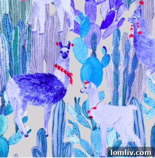Altiplano, Blue Lama on Light Blue by Kariokas - A playful, South American-inspired wallpaper.