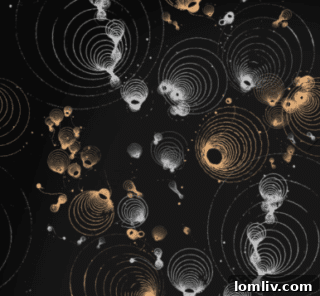 Spinning Tops, Gold & Silver on Matte Black by Manuka Textiles - Luxurious metallic wallpaper.