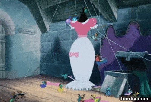 You Know The One 4 Cartoon birds happily making a dress for a princess, contrasting with real-life vultures