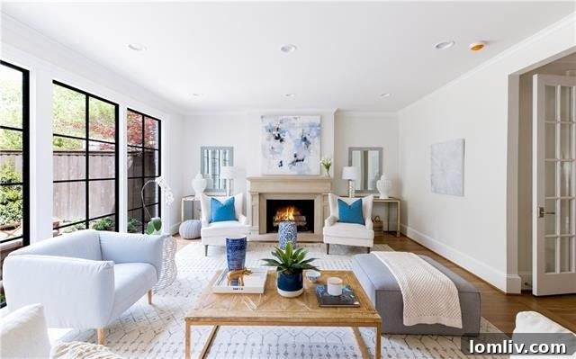 Spacious Living Area with Fireplace and Large Windows, Larchmont Home