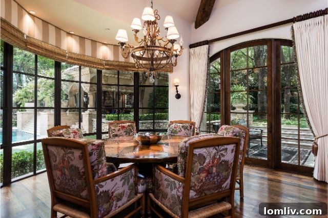 Elegant outdoor dining area under a covered patio