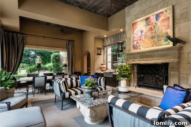 Lush backyard with multiple levels and mature Cypress trees