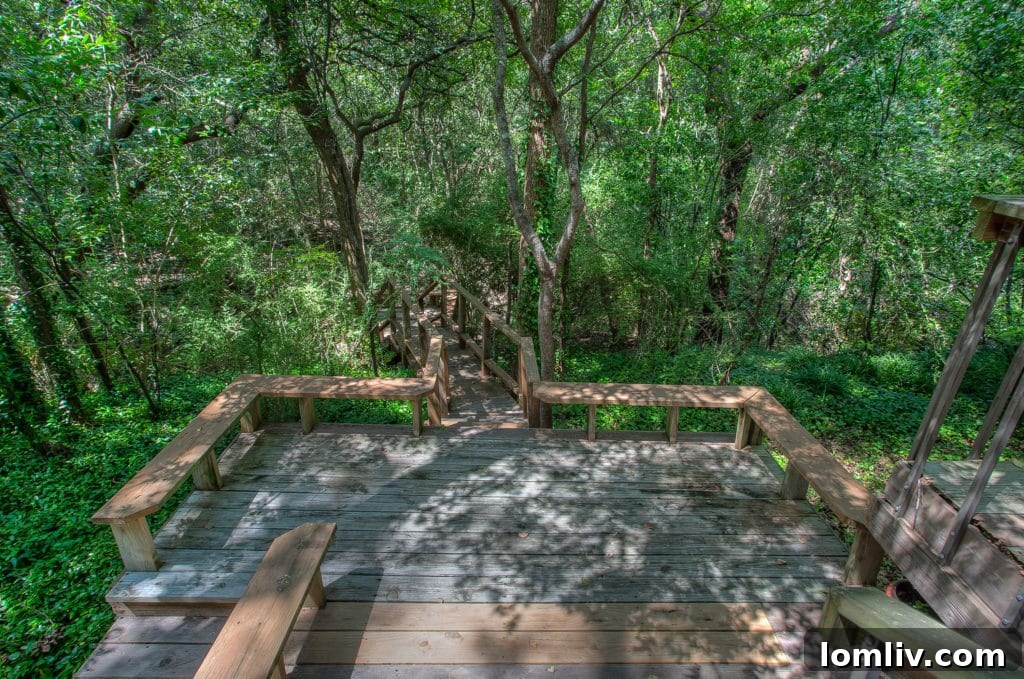 One of many decks at 5340 Quail Run leading to a creek