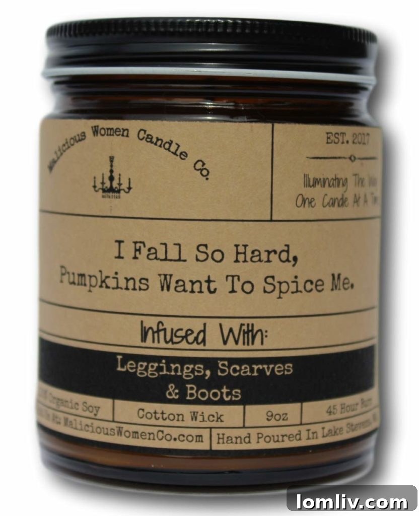 Malicious Women Candle Co. Fall Scented Candle - Pumpkin Spice Latte Infused with coziness