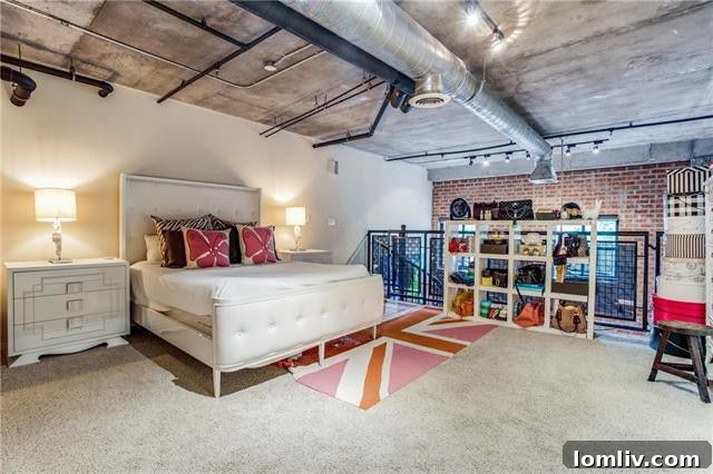 Spacious Loft Bedroom with Spiral Staircase Access