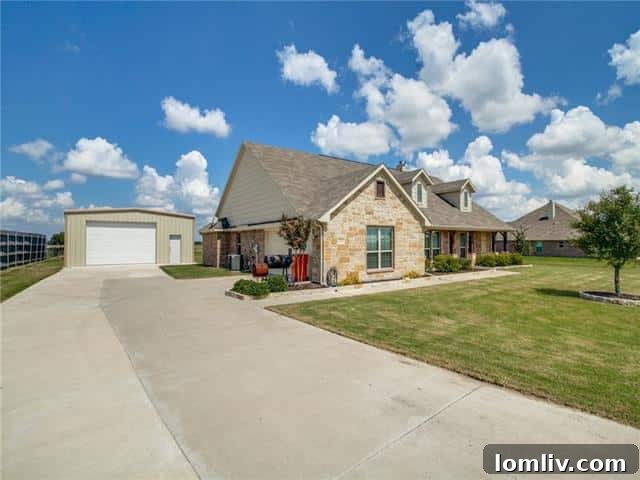 Lush backyard with mature trees at 19201 County Road 646