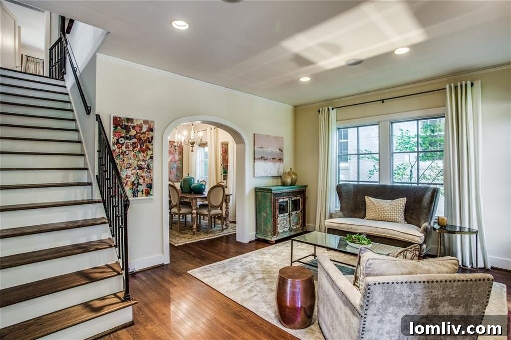 Spacious living area with fireplace and natural light, 6918 Pasadena