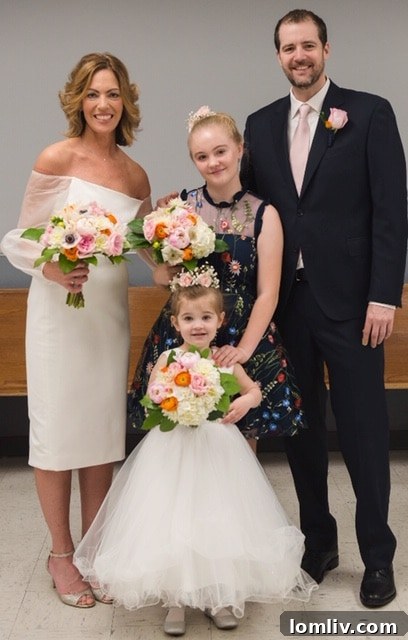 Family portrait inside 6918 Pasadena after wedding and adoption ceremony