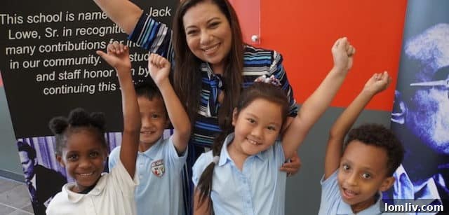 Jack Lowe Sr. Elementary Principal Sandra Barrios celebrating the National Blue Ribbon award.