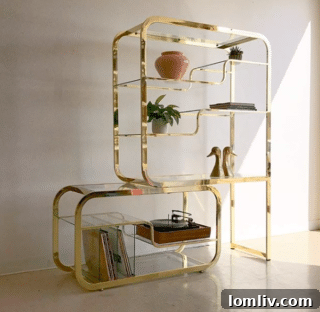 Milo Baughman Brass and Glass Etagere from The Eclectic Den