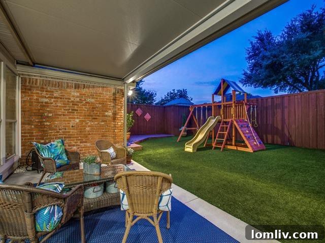 Inviting Backyard Oasis with Synthetic Grass for Low Maintenance