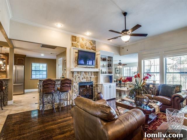 Modern Kitchen with Granite Counters, Breakfast Bar, and Wine Rack