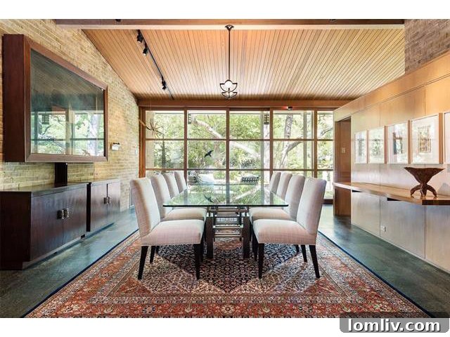 Another perspective of the living area, highlighting O'Neil Ford's design principles