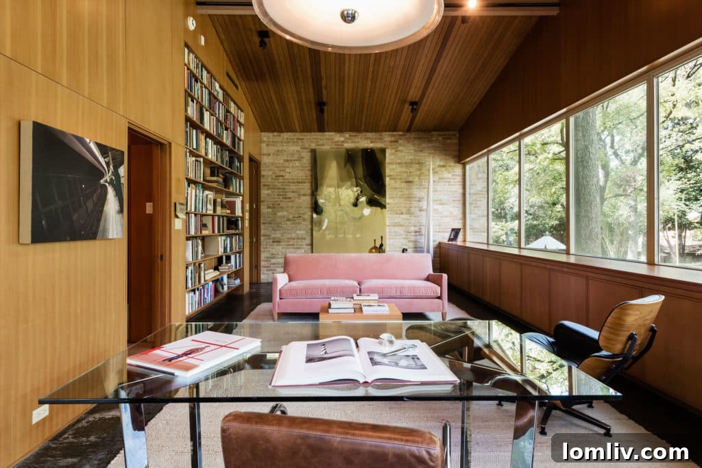 A cozy nook with custom shelving and natural light