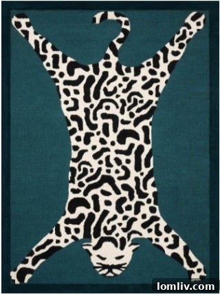 Vibrant Mod Leopard Collection Area Rug in a stylish room.