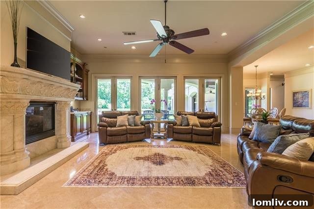 Family Room Before Updates with Ornate Fireplace