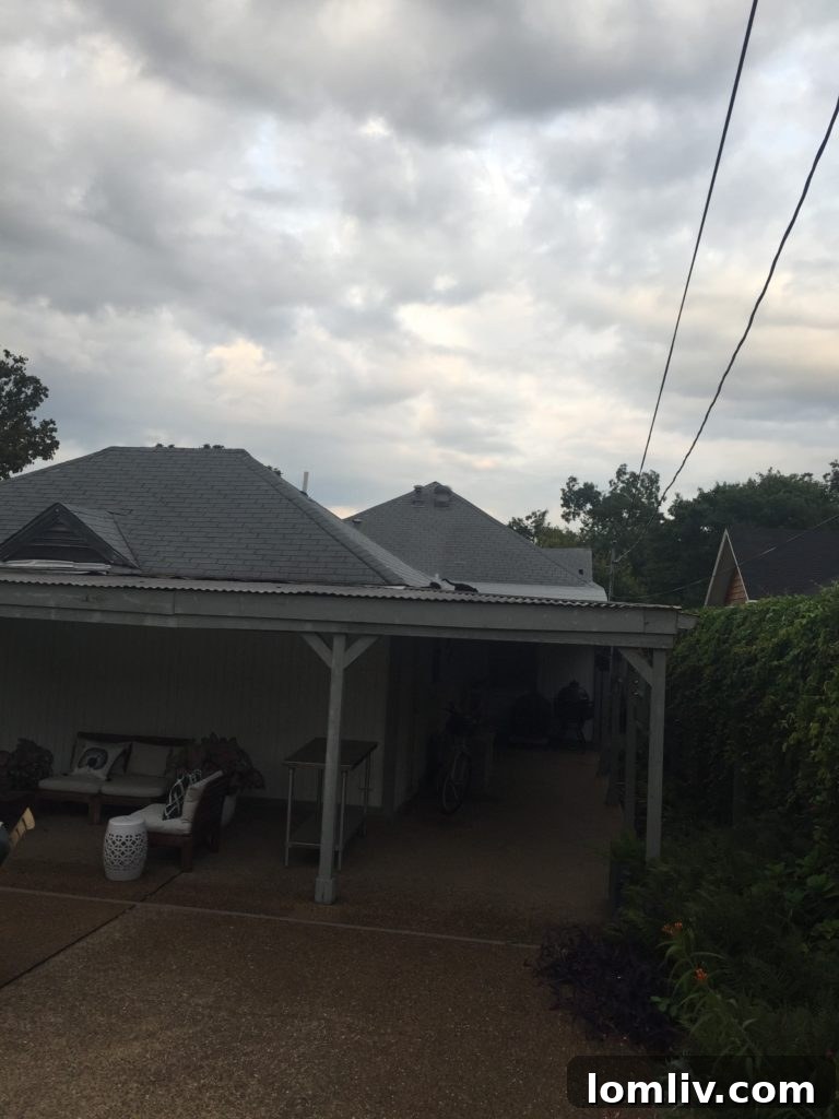 Dark back porch before renovation