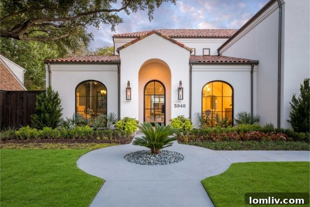 Sleek exterior of 5940 Watson Avenue, a Spanish Colonial style home