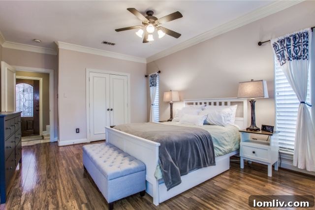 Luxurious Master Bedroom with Patio Access in Dallas Duplex