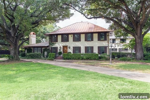 Exterior facade of the luxurious French Provincial home at 8123 Inwood Road, Dallas.