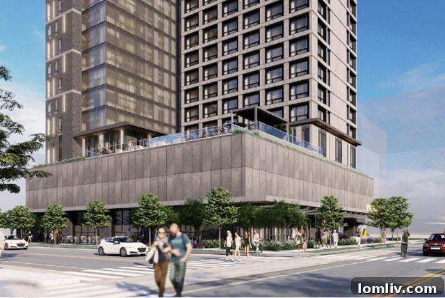 Proposed Hilton hotel development at the intersection of Hall Street, Oak Grove, and Noble in Dallas