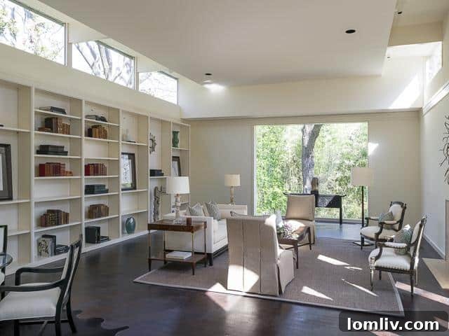 Interior gallery view of the former Strait Lane home, designed for art display