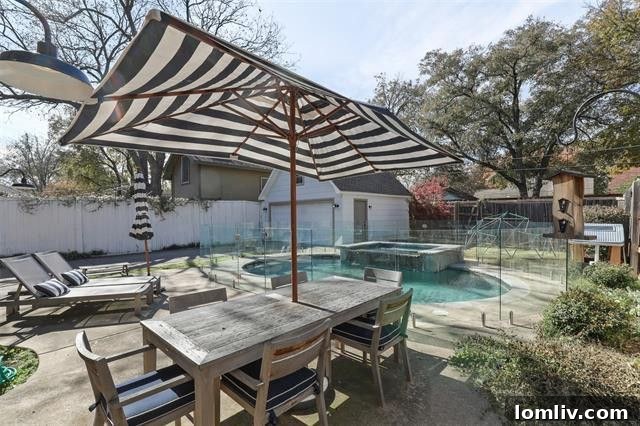 Kessler Park's Holiday Surprise: The Splurge Versus The Smart Steal 6 Sparkling swimming pool and lush backyard of the luxury Tudor residence