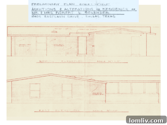 Original Blueprint for Arch Swank Addition, Solender Residence