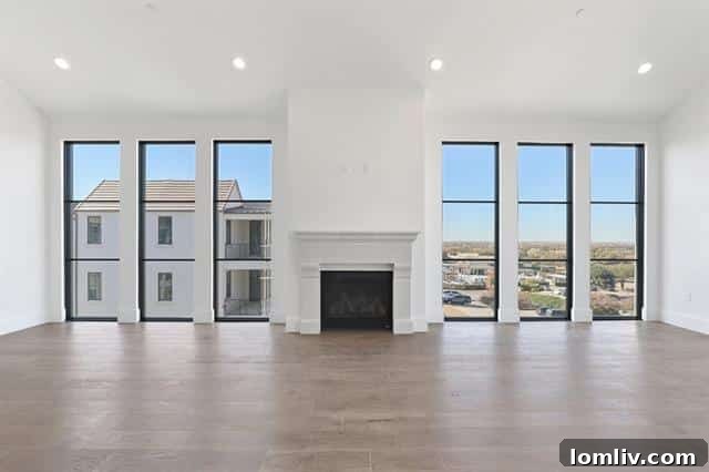 Modern Frisco Apartment Living Room with Large Windows