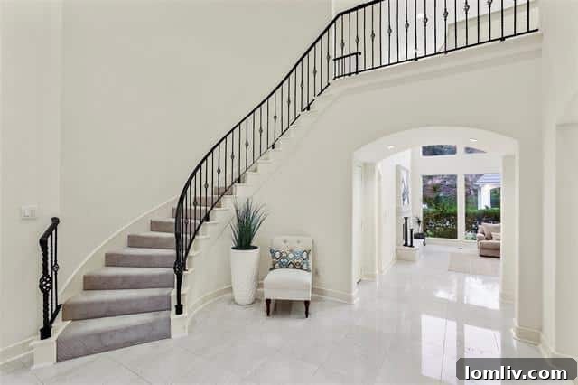 Luxurious Living Room with Double Height Ceilings and Marble Floors