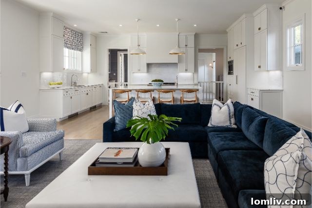 Spacious and inviting family room seamlessly connected to the gourmet kitchen, designed for comfortable living and casual entertainment in this luxury residence.