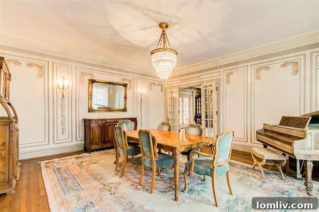 Rich Mahogany Paneled Library with Period Fixtures